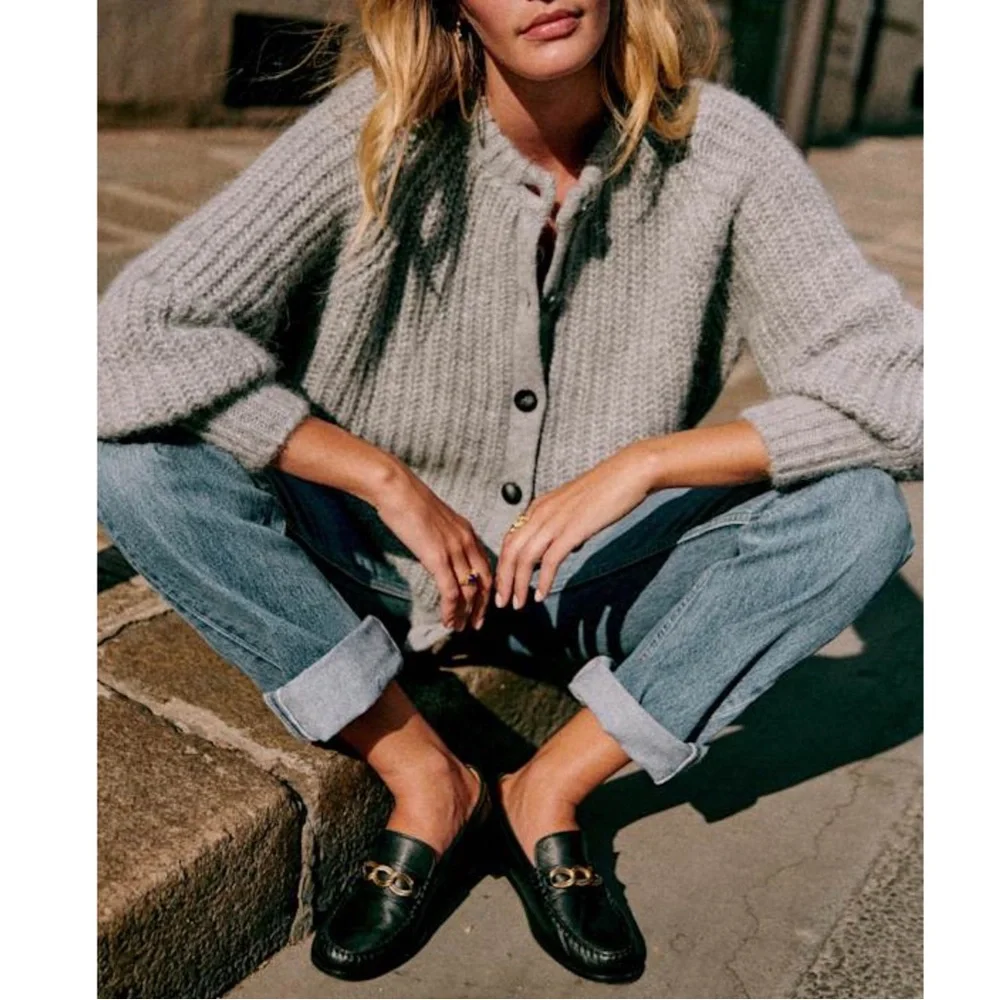 SEZANE BLOGGER FAVE Gray Alpaca Wool Oversized Cardigan Sweater Emile Jumper L - Picture 14 of 16